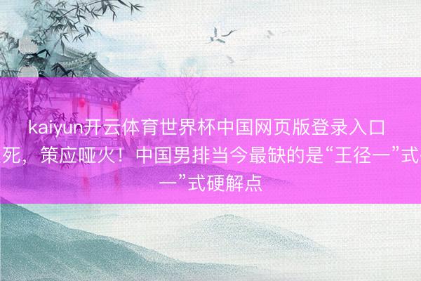 kaiyun开云体育世界杯中国网页版登录入口 主攻累死，策应哑火！中国男排当今最缺的是“王径一”式硬解点