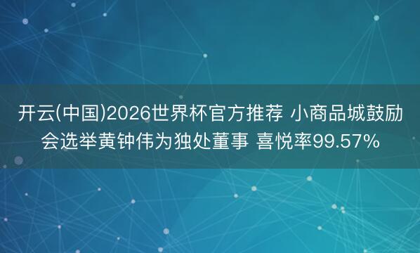 开云(中国)2026世界杯官方推荐 小商品城鼓励会选举黄钟伟为独处董事 喜悦率99.57%
