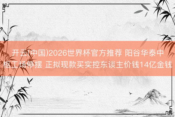 开云(中国)2026世界杯官方推荐 阳谷华泰中枢工场停摆 正拟现款买实控东谈主价钱14亿金钱